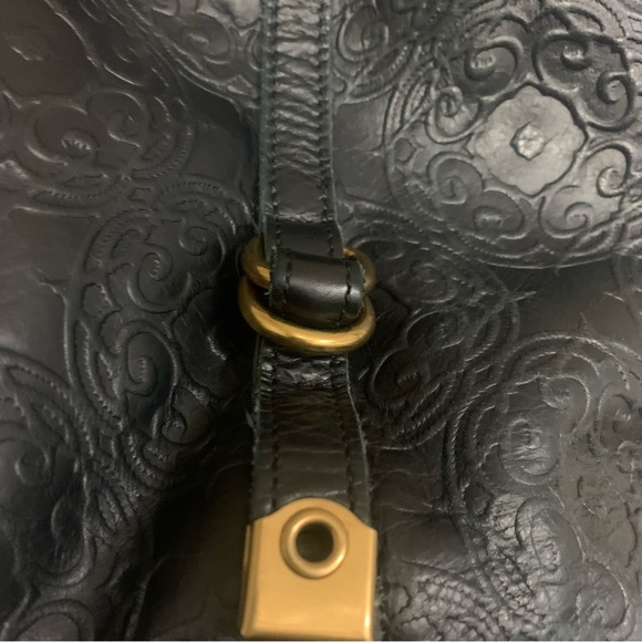 The Sak  Leather Black shoulder bag with gold hardware and design print black!! - Picture 7 of 15